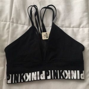 A black strappy bralette